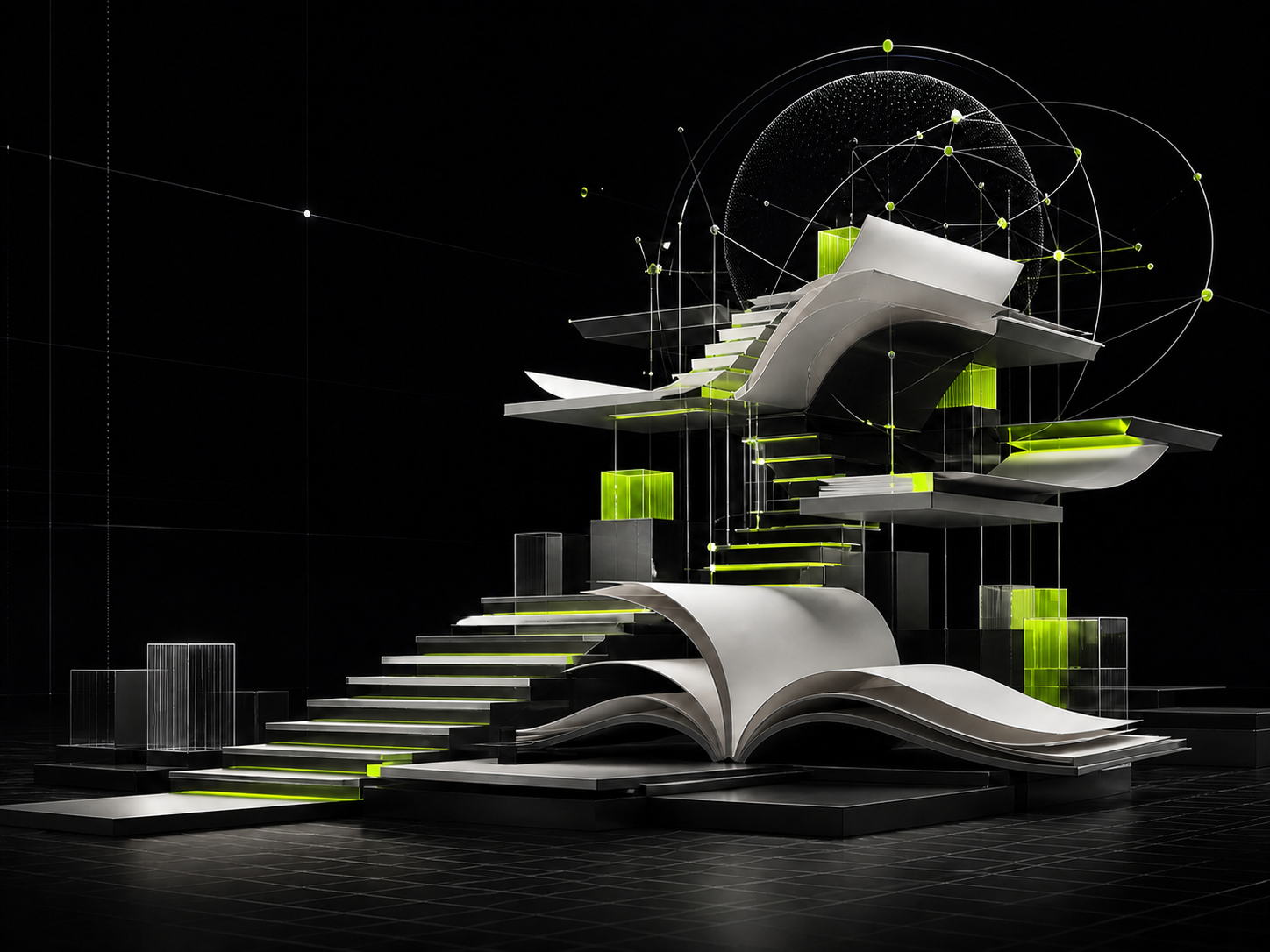 Abstract neon knowledge architecture created for LearnBay